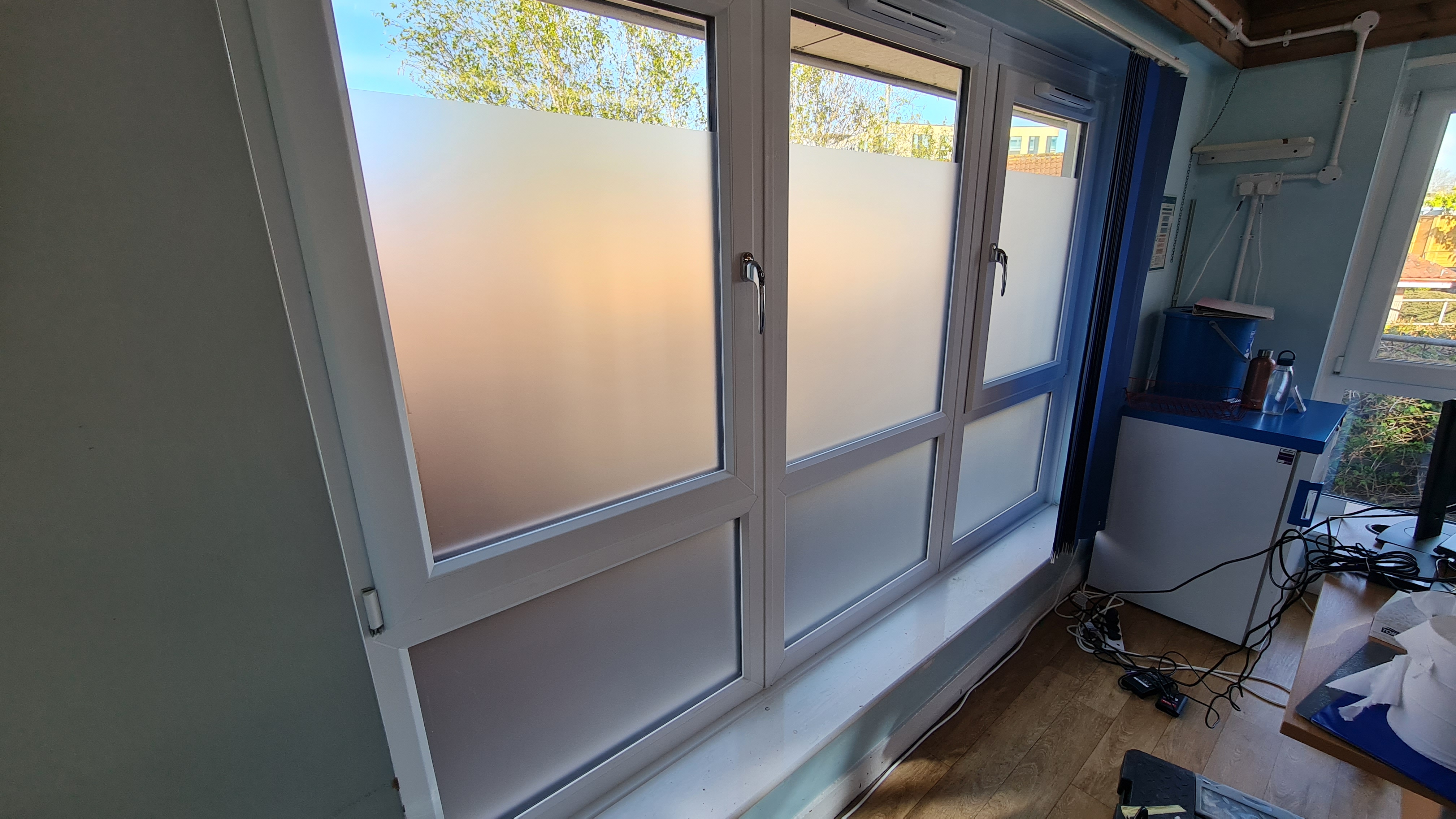 Solar control window film fitted to residential window panels, providing privacy and heat reduction, installed by Deco Studio Bristol
