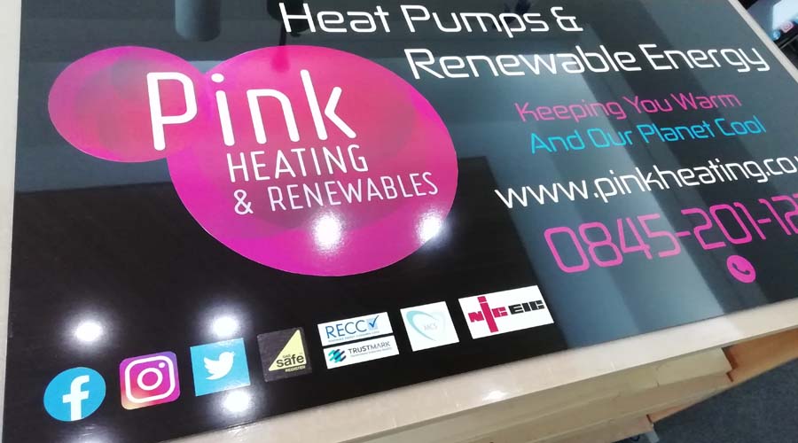 shop fascia's front sign board for pink heating | Deco Studio